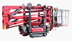 Stranový dosah cca 5 metrů v závislosti na tom v jaké je výšce koš.
Pracovní výška plošiny až 19.5 metrů.