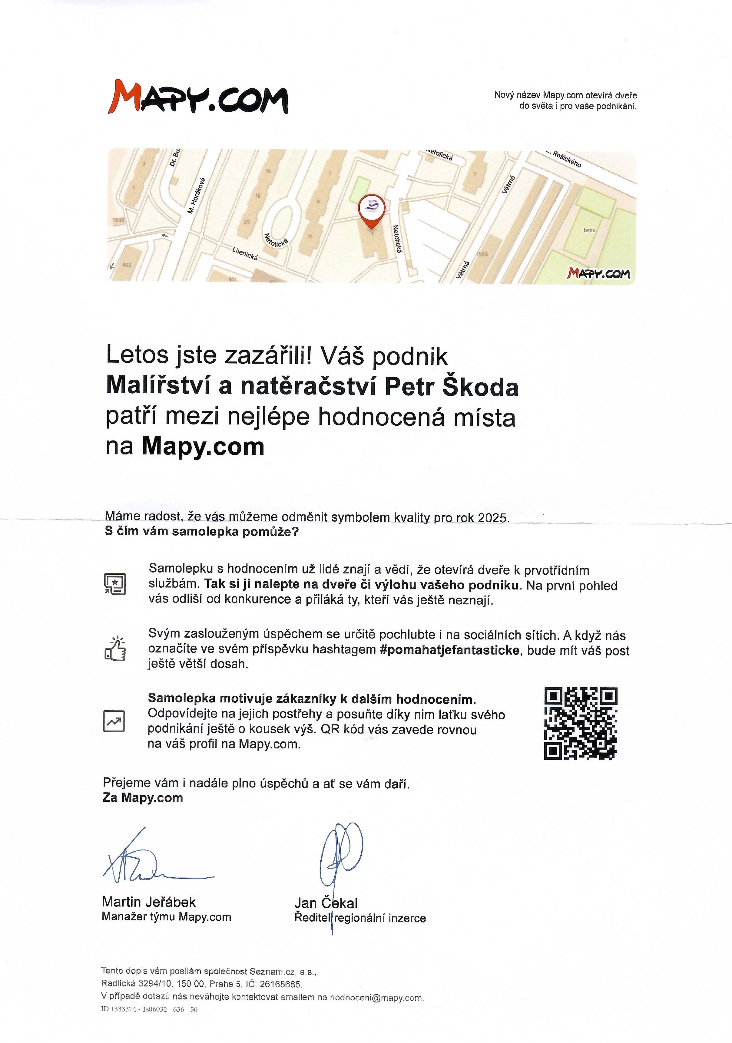 Mapy.cz/.com patřící Seznam.cz, a.s.